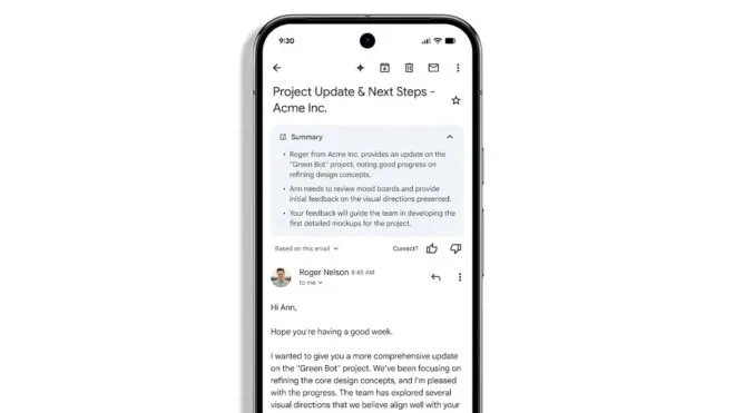 Gmail, belirli e-postalarda artık Gemini tarafından otomatik olarak üretilen özetleri gösteriyor
